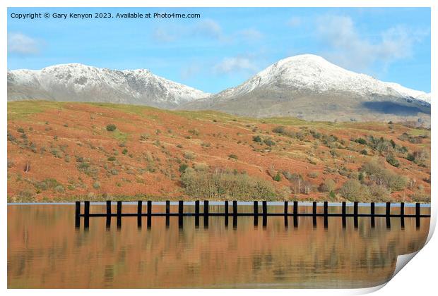 Coniston Fells and Jetty Print by Gary Kenyon