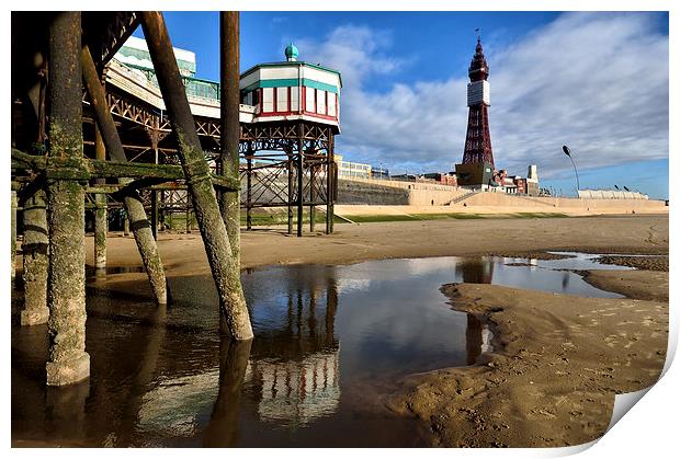 Blackpool Tower From Under North Pier Print by Gary Kenyon