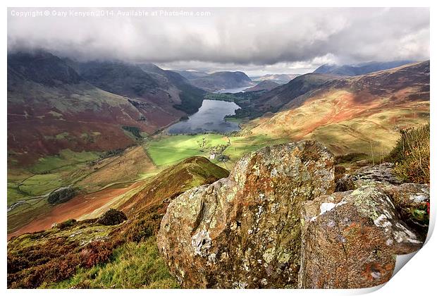  Looking Down From Fleetwith Pike At Buttermere Print by Gary Kenyon