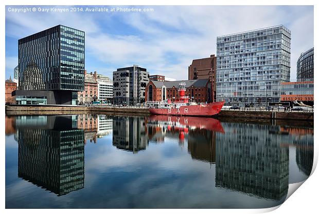  Reflections on Canning Dock Liverpool Print by Gary Kenyon