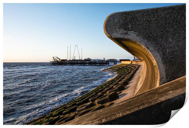  Sea Wall and South Pier - Blackpool Print by Gary Kenyon