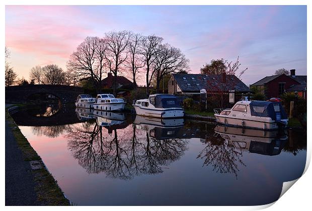 Evening Sunset Reflections - Lancaster Canal Print by Gary Kenyon