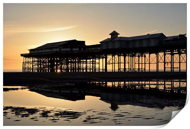 Golden Sunset Reflections Blackpool Print by Gary Kenyon