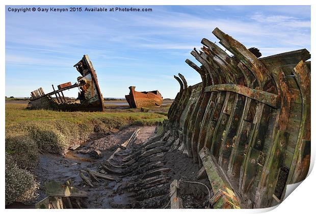 Abandoned Boats On The Banks Of The River Wyre Print by Gary Kenyon