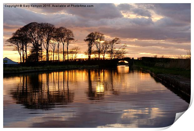 Sunset On The Lancaster Canal Print by Gary Kenyon