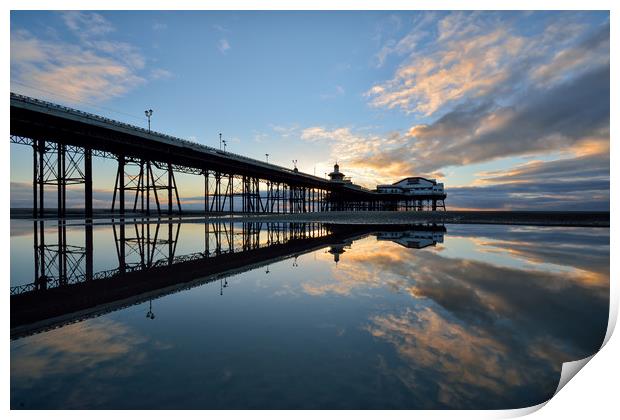 North Pier Reflections Print by Gary Kenyon