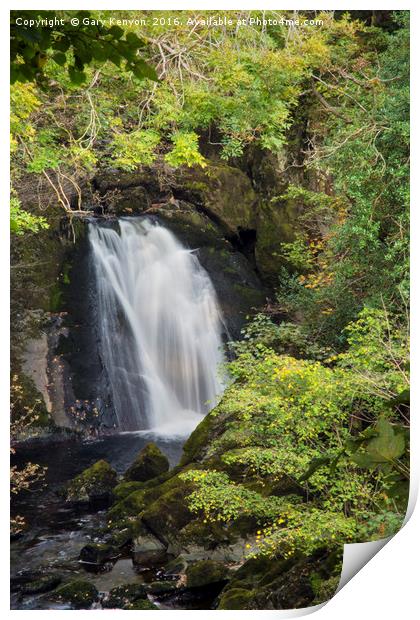 Flowing Ingleton Waterfall Print by Gary Kenyon