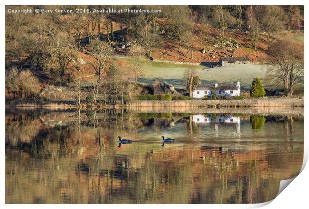Early Morning Light And Reflections At Rydalwater Print by Gary Kenyon