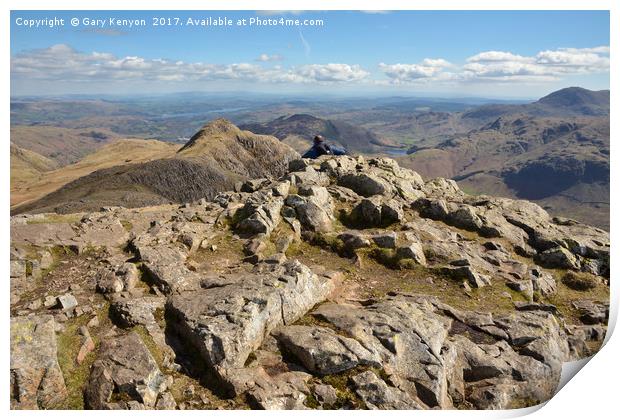 Taking in the view From Pike O' Stickle Print by Gary Kenyon