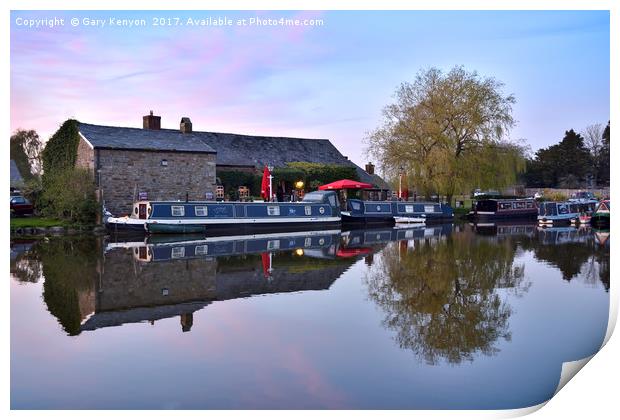 Sunset On The Lancaster Canal At The Old Tithe Bar Print by Gary Kenyon