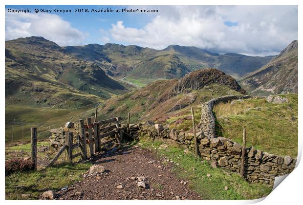 Views Of Side Pike and Bowfell Print by Gary Kenyon