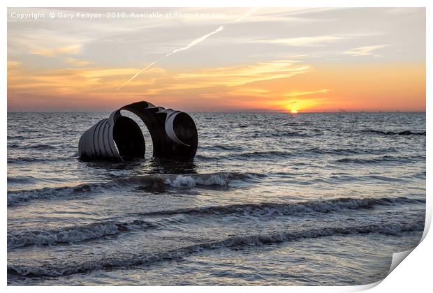 Marys Shell in the sea at Cleveleys Print by Gary Kenyon
