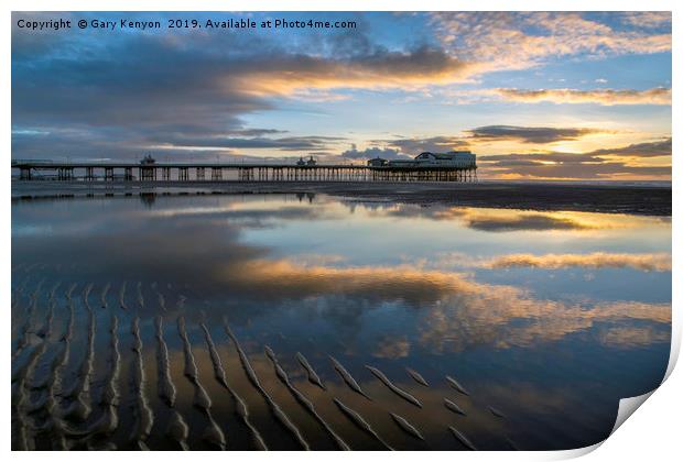 Sunset Reflections By North Pier Print by Gary Kenyon