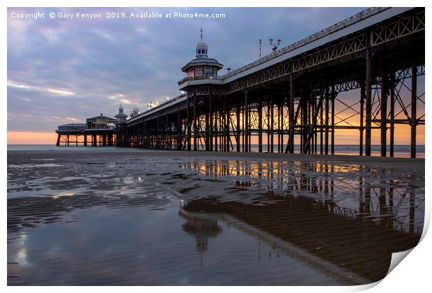 Sunset at Blackpool by North Pier Print by Gary Kenyon