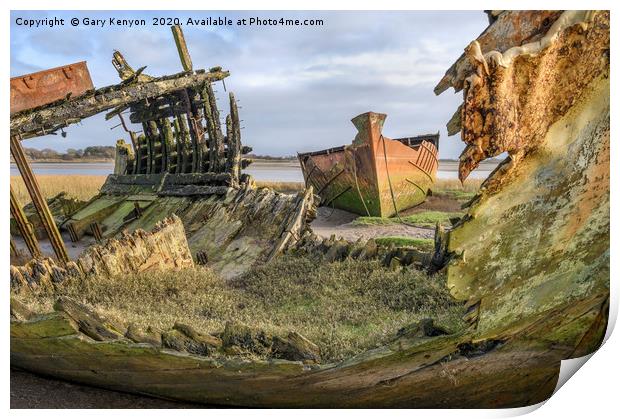 Abandoned fishing boats on the banks of the River  Print by Gary Kenyon