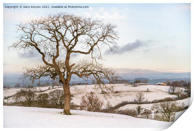 Downham Winter Snowy Scene Print by Gary Kenyon