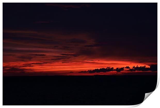 Maldivian Red Sunset Print by Jon Bryant
