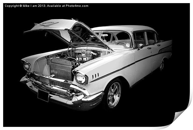 1957 Chevrolet in mono Print by Thanet Photos