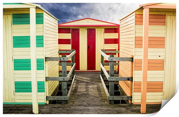 Colourful beach huts Print by Thanet Photos