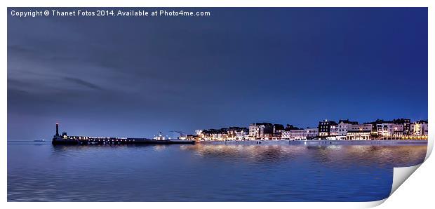 Margate harbour at night Print by Thanet Photos