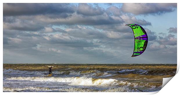 Kite surfing Print by Thanet Photos
