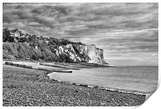 St Margarets Bay in mono Print by Thanet Photos