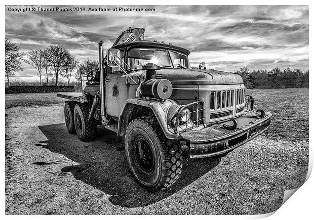 Vintage truck in mono Print by Thanet Photos