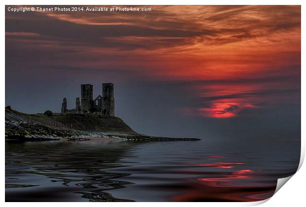 Reculver castle sunset Print by Thanet Photos
