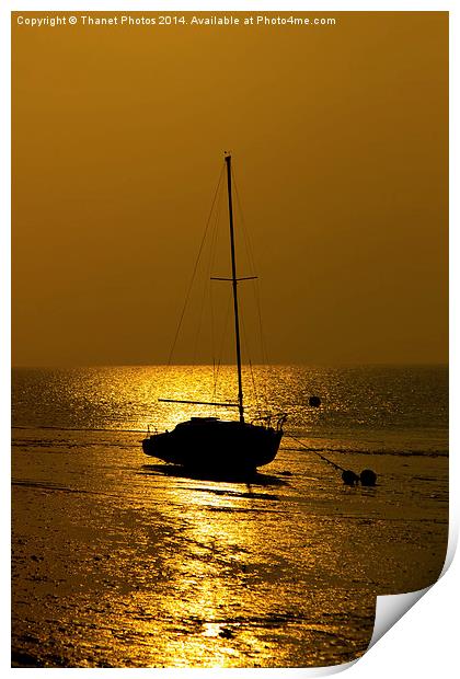 Boat at sunset Print by Thanet Photos