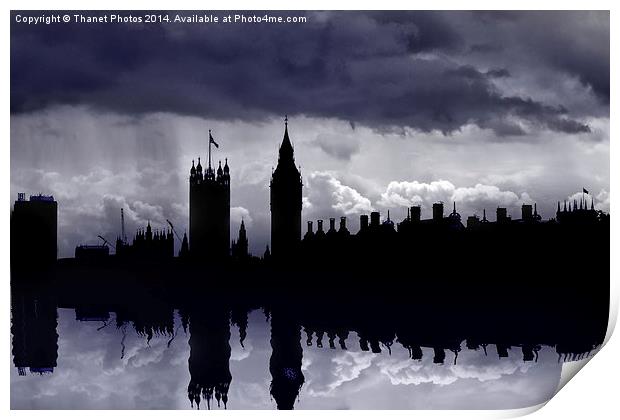  London Skyline silhouette  Print by Thanet Photos