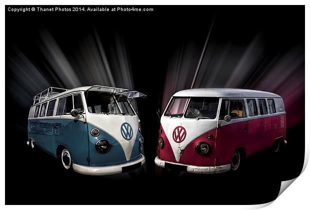  Two split screen VW camper vans Print by Thanet Photos
