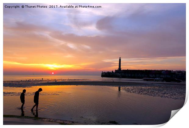 Beach Sunset Print by Thanet Photos