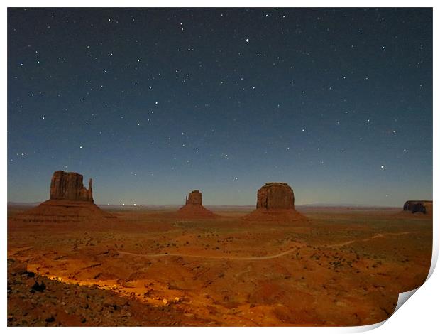Monument Valley by night Print by Lois Eley