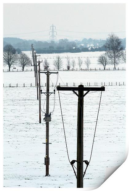Winter power lines Print by Gordon Bishop