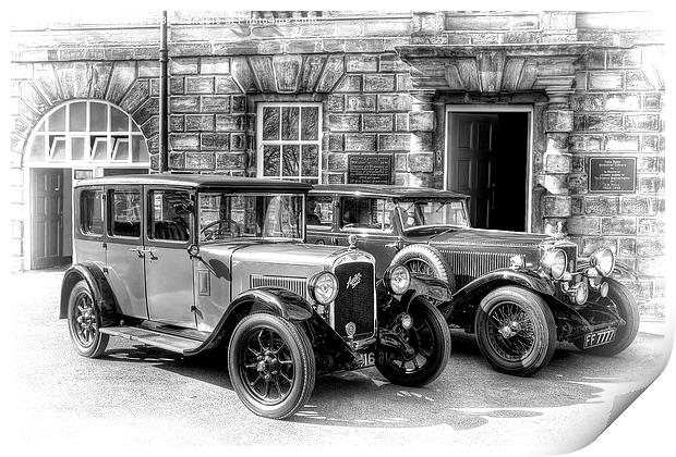 Austin Six and Invicta - black and white Print by Steve H Clark