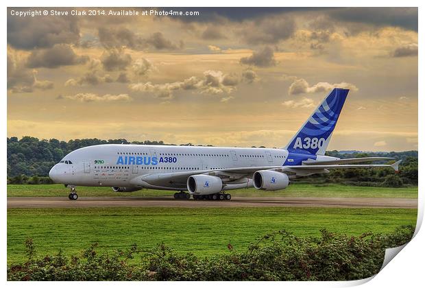  Airbus A380 - Evening Taxi Print by Steve H Clark