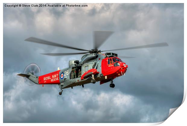  Royal Navy Search and Rescue Sea King Helicopter Print by Steve H Clark
