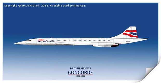 British Airways Concorde 1997 to 2003 Print by Steve H Clark