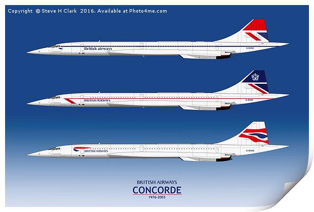 British Airways Concords 1976 to 2003 Print by Steve H Clark