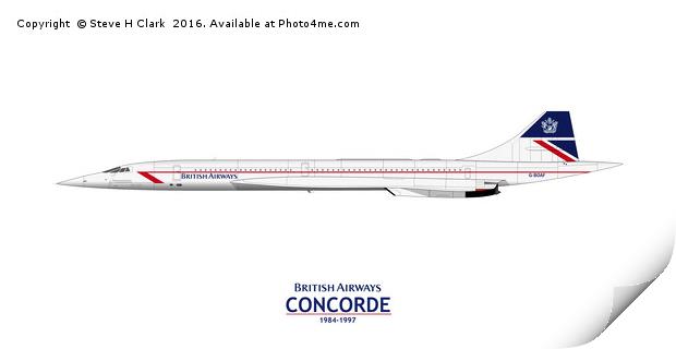 British Airways Concorde 1984-1997 Print by Steve H Clark