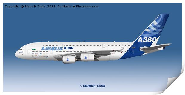 Illustration of Airbus A380 In House 2010 Print by Steve H Clark