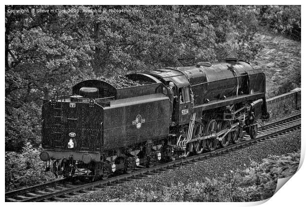 British Railways 9F - Black and White Print by Steve H Clark