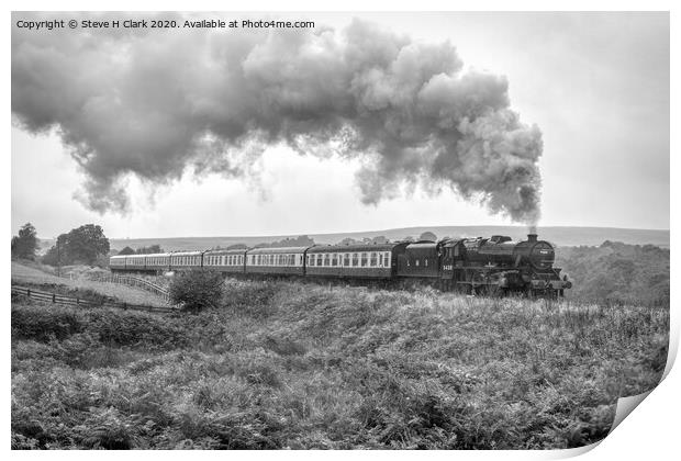 Black 5 on a misty day - Black and White Print by Steve H Clark