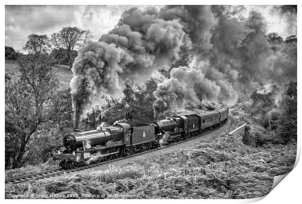 GWR Hall and King - Black and White Print by Steve H Clark