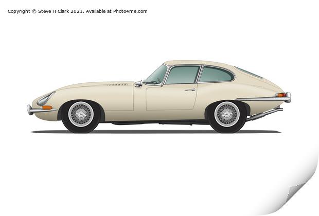 Jaguar E Type Fixed Head Coupe Old English White  Print by Steve H Clark