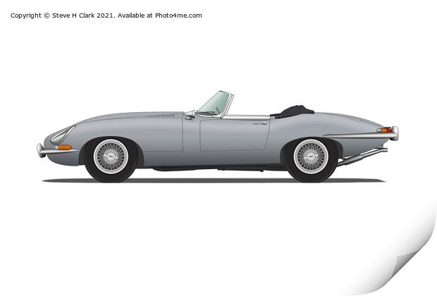 Jaguar E Type Roadster Mist Grey Print by Steve H Clark