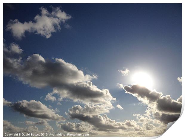 Cloudy blue sky Print by David Basset