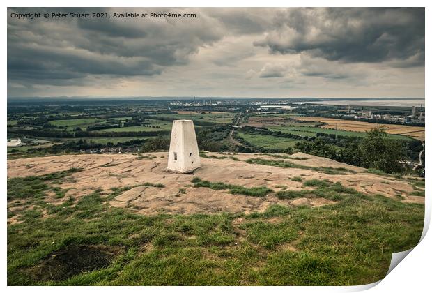 Trig point on the summit of Helsby Hill in Cheshire Print by Peter Stuart