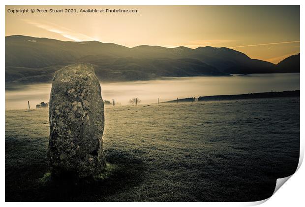 Sunrise at the Winter solstice at Castlerigg Stone Circle near K Print by Peter Stuart