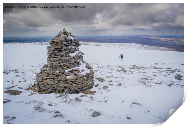 An ascent of Cross Fell on a cold snowy day in April Print by Peter Stuart